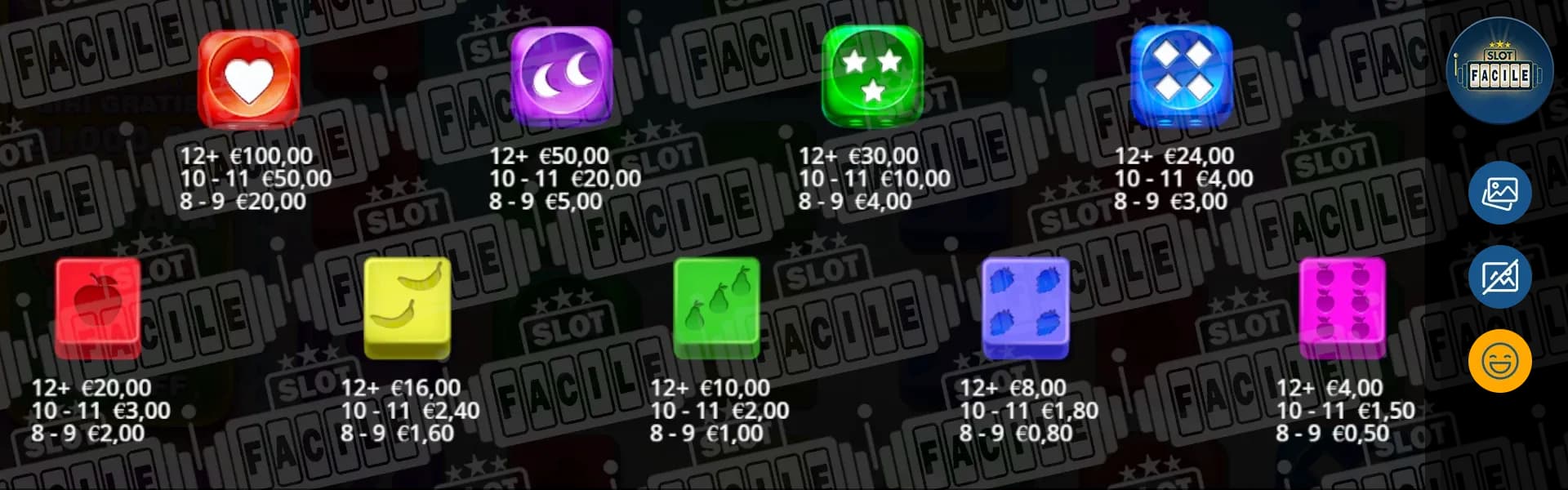 Slotfacile_Sweet Bonanza Dice 1000_Banner_payout simboli.webp